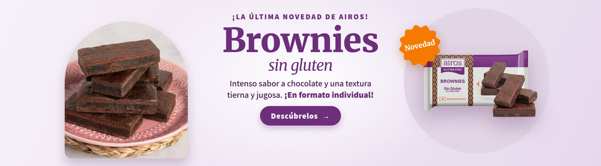¡La última novedad de AIROS! Brownies sin gluten: intenso sabor a chocolate y textura tierna y jugosa, en formato individual